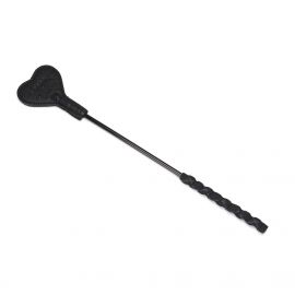 Liebe Seele Japan Demon's Kiss Black Ostrich Skin Pattern Leather Heart Shape Mini Riding Crop