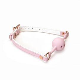 Liebe Seele Japan Fairy: White & Pink Breathable Silicone Ball Gag (1.7 inch diameter) with Leather Straps