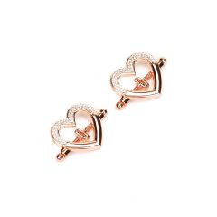 Liebe Seele Japan (Rose Gold) Heart-Shaped Adjustable Nipple Clamps with Rhinestones