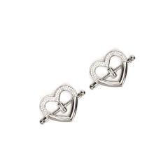 Liebe Seele Japan (Silver) Heart-Shaped Adjustable Nipple Clamps with Rhinestones